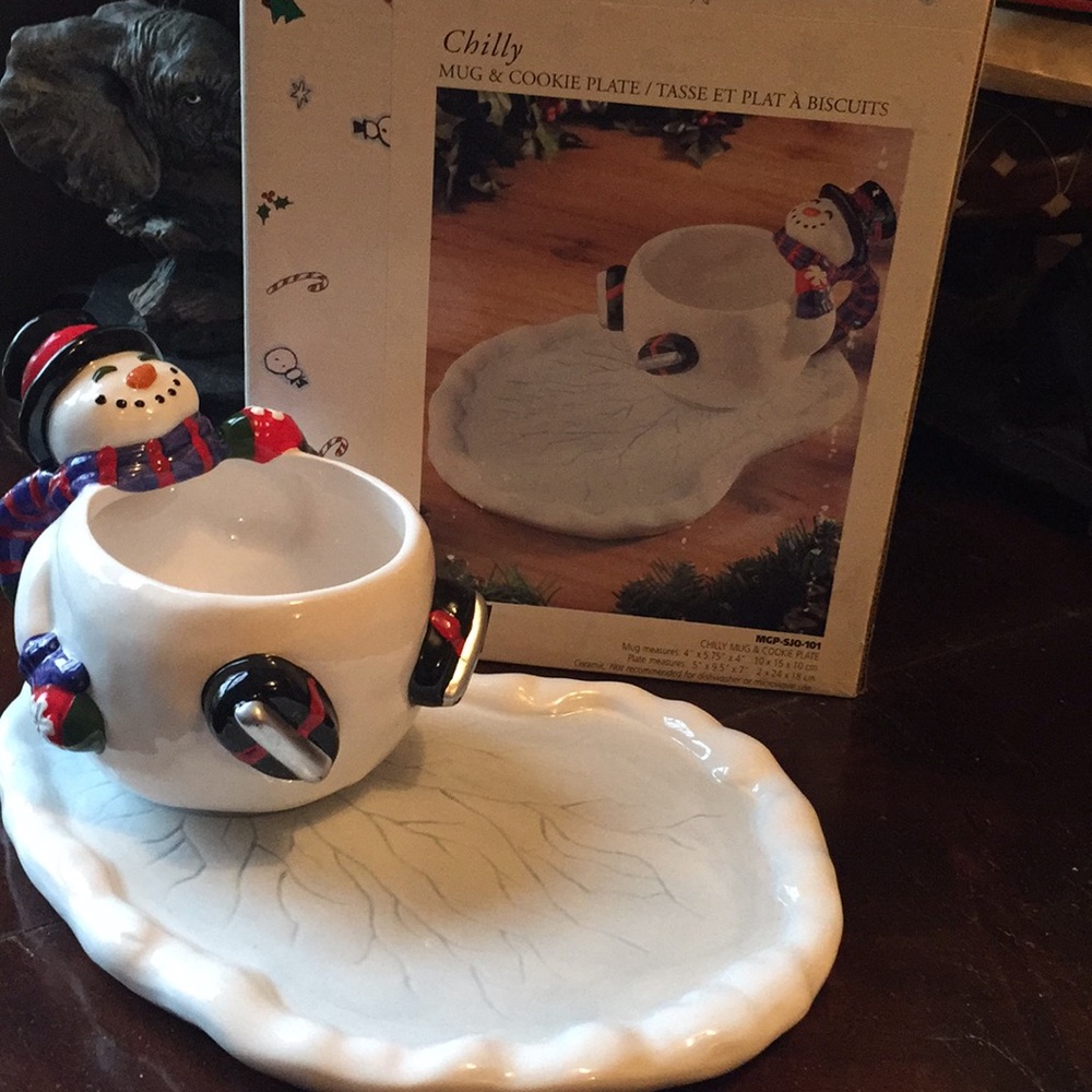 NIB Snowman ⛄️ Mug and Cookie 🍪 Plate